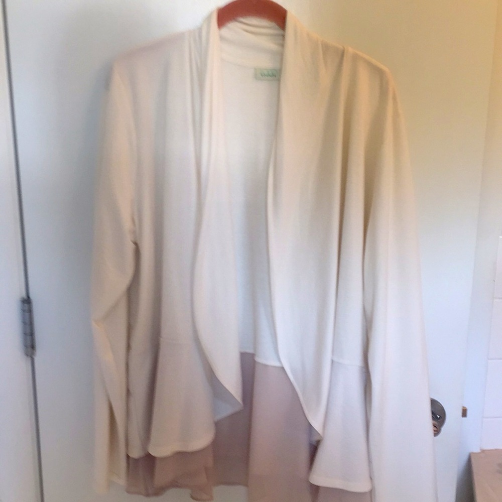 Logo lightweight cream knit jacket